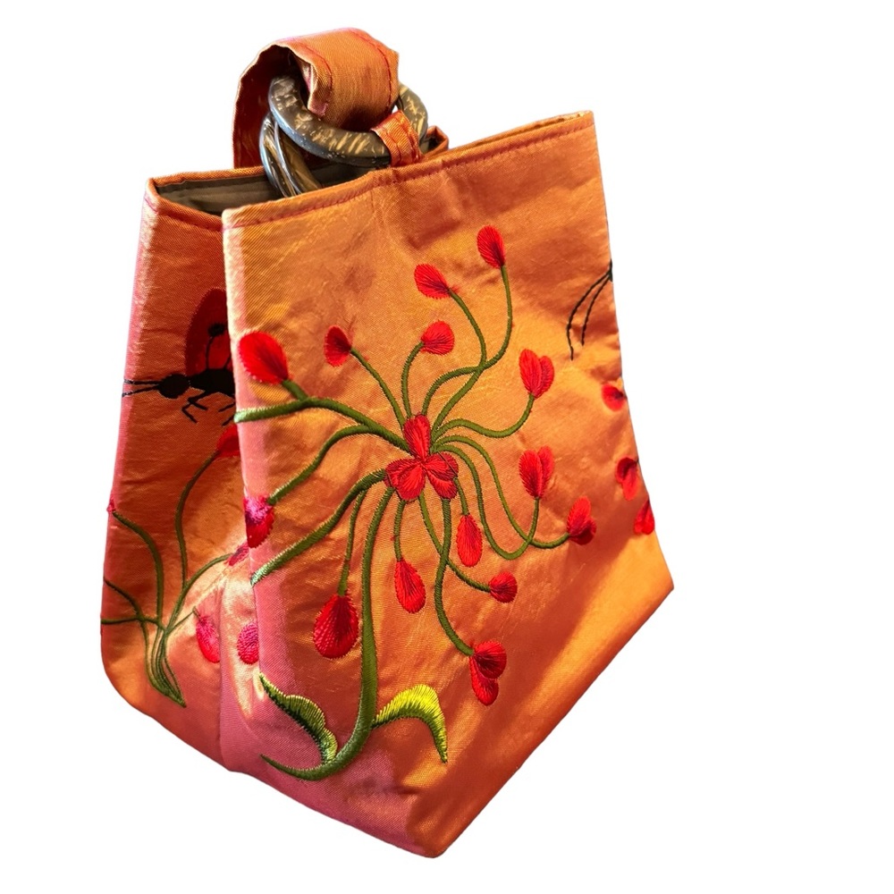 Italian Karan Silk Embroidered Purse- New
